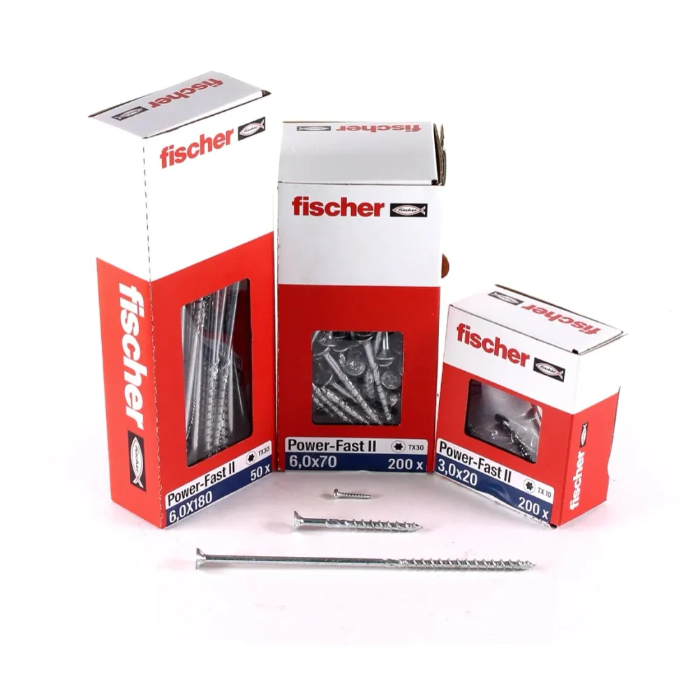 Fischer Power-Fast II FPF II tornillo para aglomerado 6,0x80 mm 100 piezas (670485) cabeza avellanada con rosca parcial To...