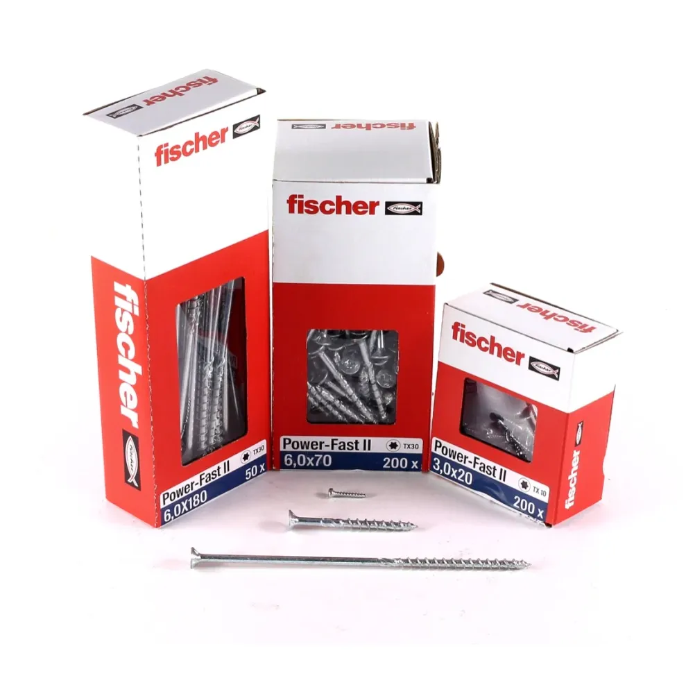 Fischer Power-Fast II FPF II tornillo para aglomerado 6,0x50 mm 100 piezas (670478) cabeza avellanada con rosca parcial To...