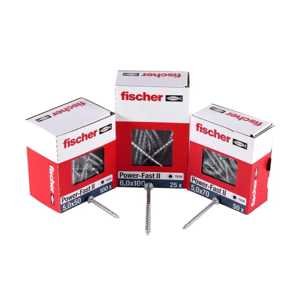 Fischer Power-Fast II FPF II tornillo para aglomerado 5,0x16 mm 200 piezas (670434) Cabeza plana con rosca completa Torx g...