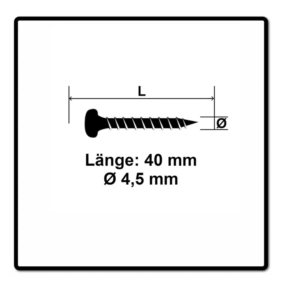 Fischer Power-Fast II FPF II tornillo para aglomerado 4,5x40 mm 200 piezas (670332) Cabeza plana con rosca completa Torx g...