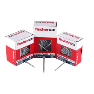 Fischer Power-Fast II FPF II tornillo para aglomerado 5,0x40 mm 100 piezas (670438) Cabeza plana con rosca completa Torx g...