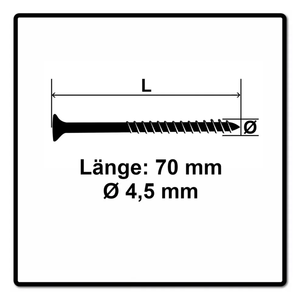 Fischer Power-Fast II FPF II tornillo para aglomerado 4,5x70 mm 100 piezas (670276) cabeza avellanada con rosca parcial To...