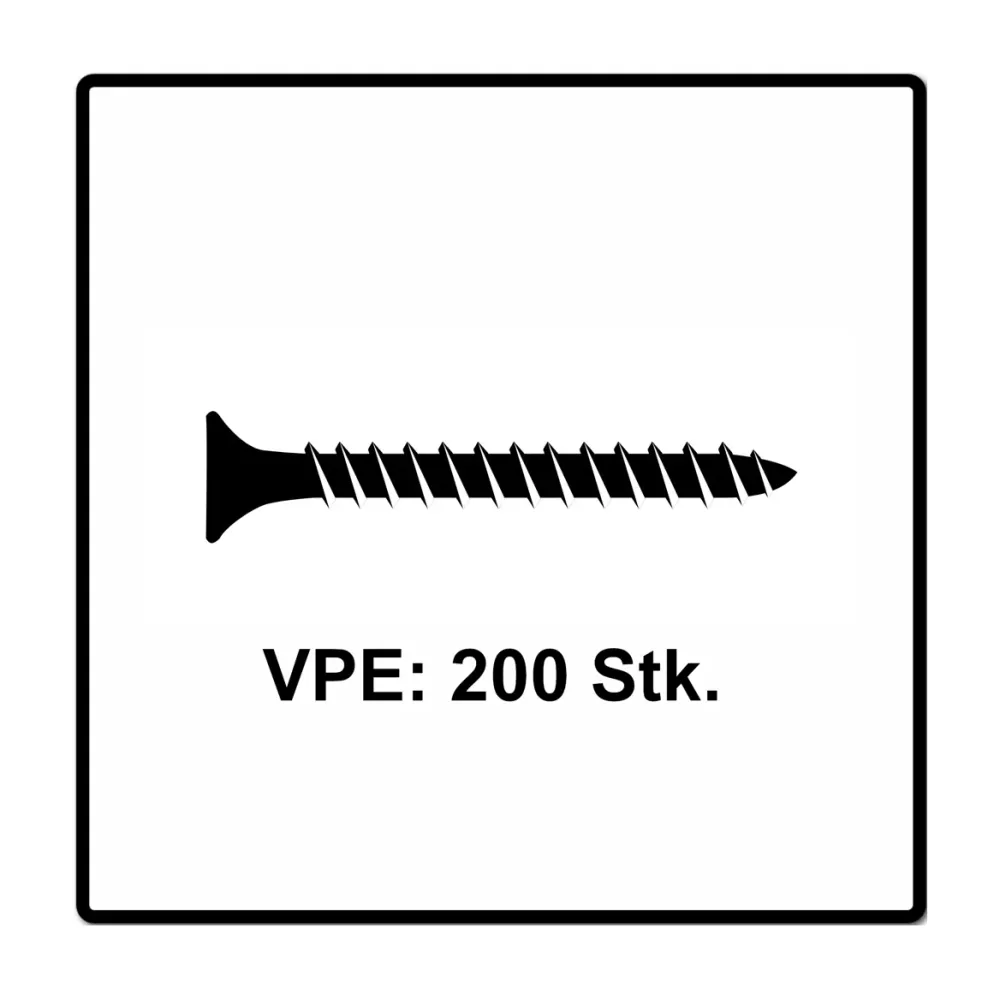 Fischer Power-Fast II FPF II tornillos para aglomerado 4,0x45 mm 200 piezas (670160) cabeza avellanada con rosca completa...