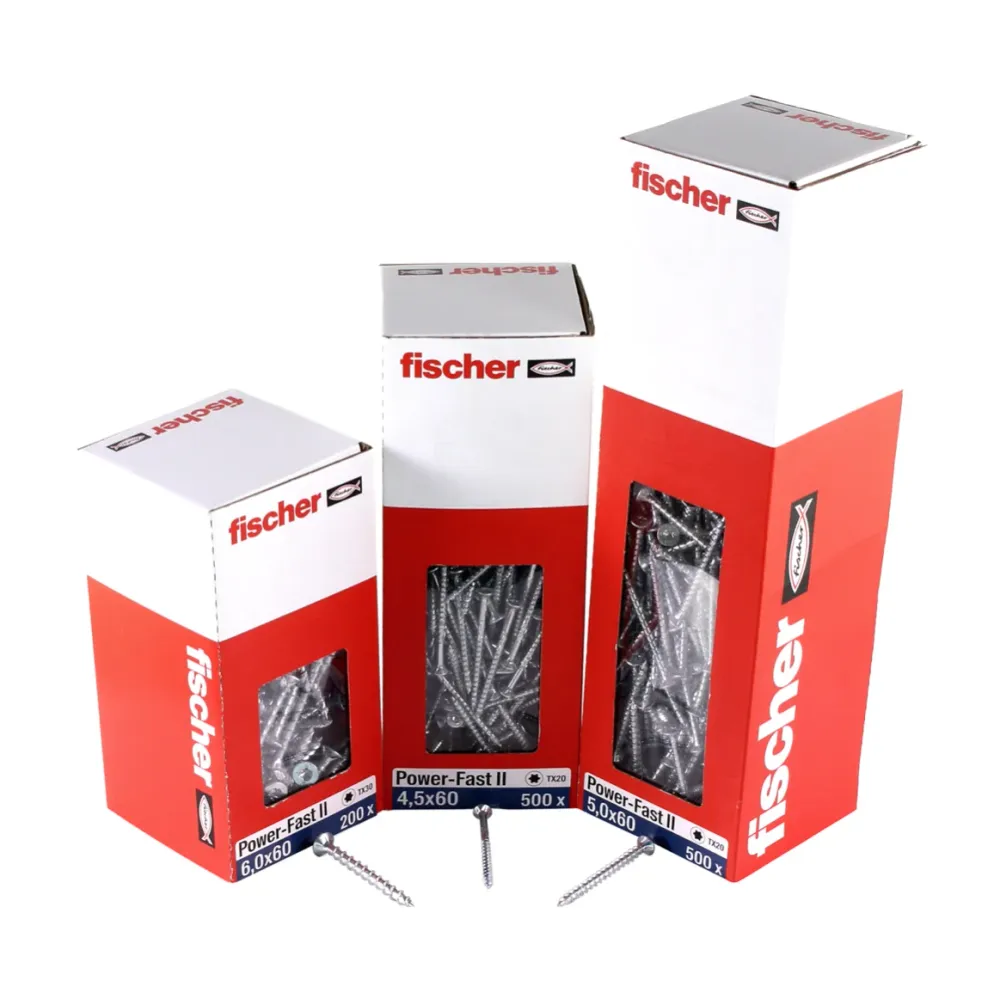 Fischer Power-Fast II FPF II tornillos para aglomerado 5,0x120 mm 200 piezas (670369) cabeza avellanada con rosca parcial...