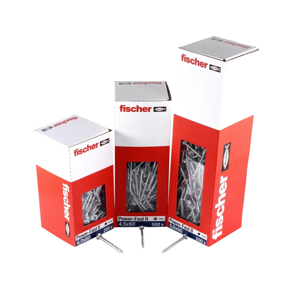 Fischer Power-Fast II FPF II tornillos para aglomerado 5,0x45 mm 200 piezas (670374) cabeza avellanada con rosca parcial T...