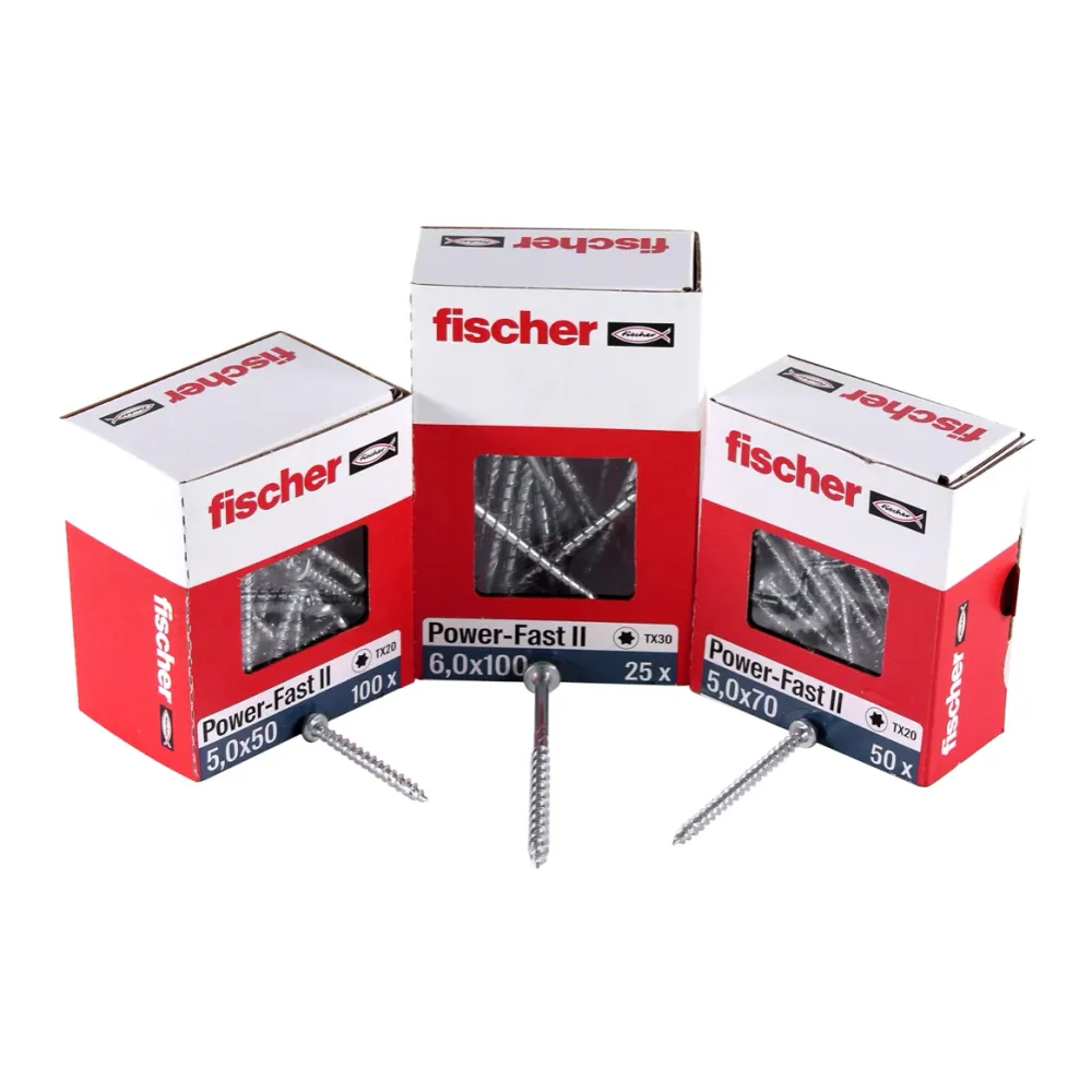 Fischer Power-Fast II FPF II tornillos para aglomerado 6,0x130 mm 100 piezas (670461) cabeza avellanada con rosca parcial...
