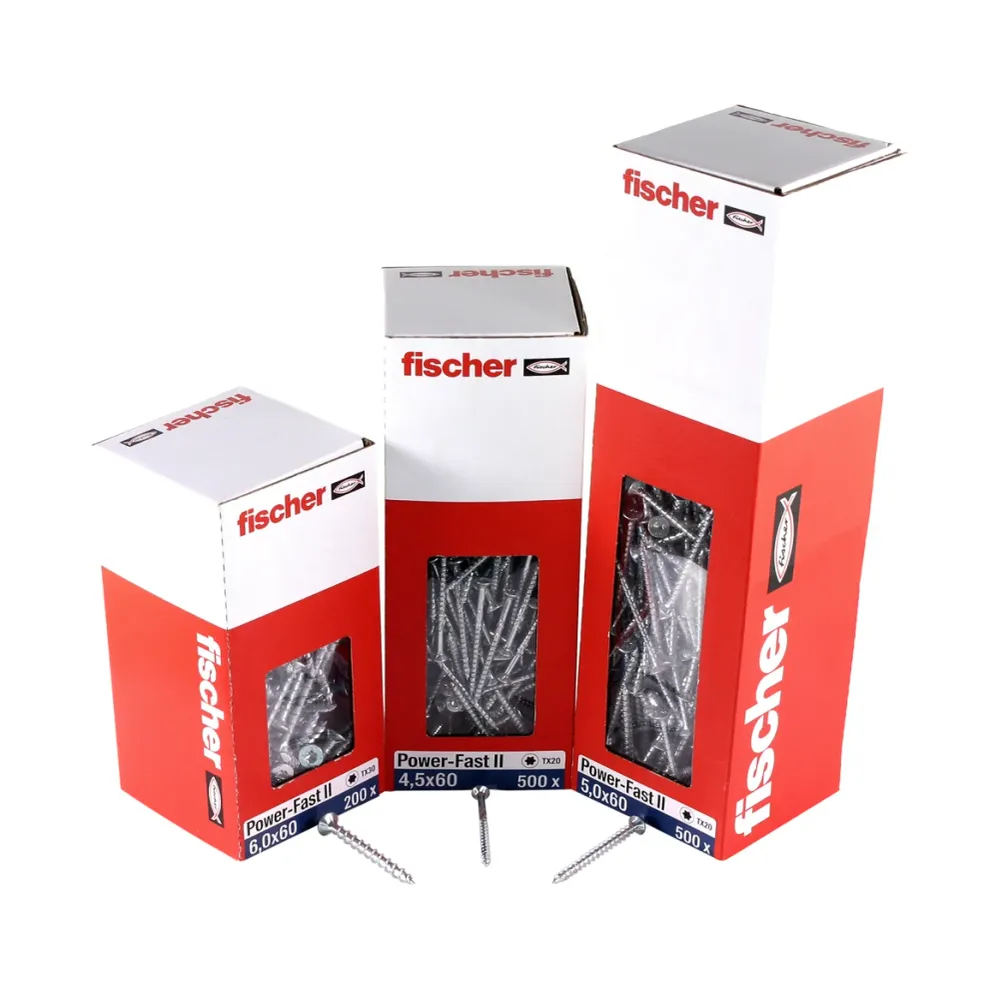 Fischer Power-Fast II FPF II tornillos para aglomerado 5,0x40 mm 200 piezas (670372) cabeza avellanada con rosca parcial T...