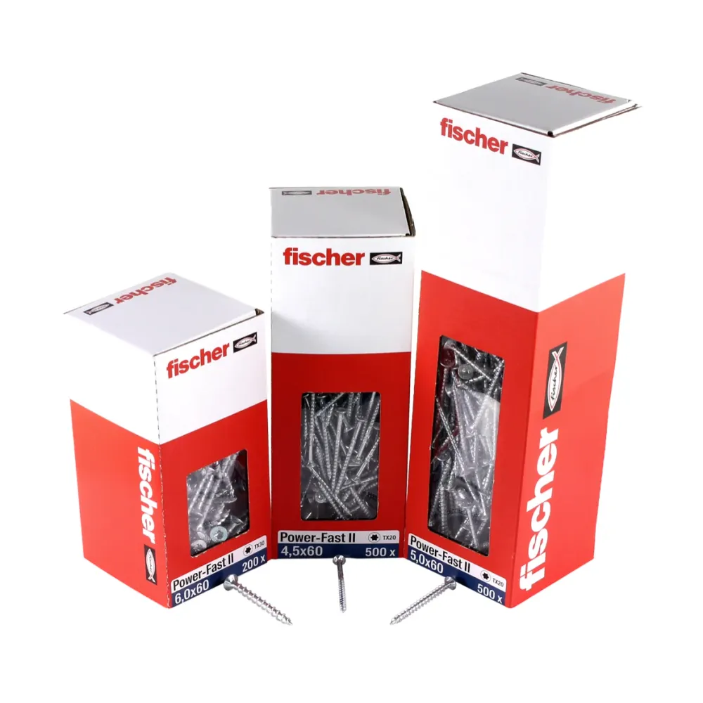 Fischer Power-Fast II FPF II tornillos para aglomerado 5,0x50 mm 500 piezas (670377) cabeza avellanada con rosca parcial T...
