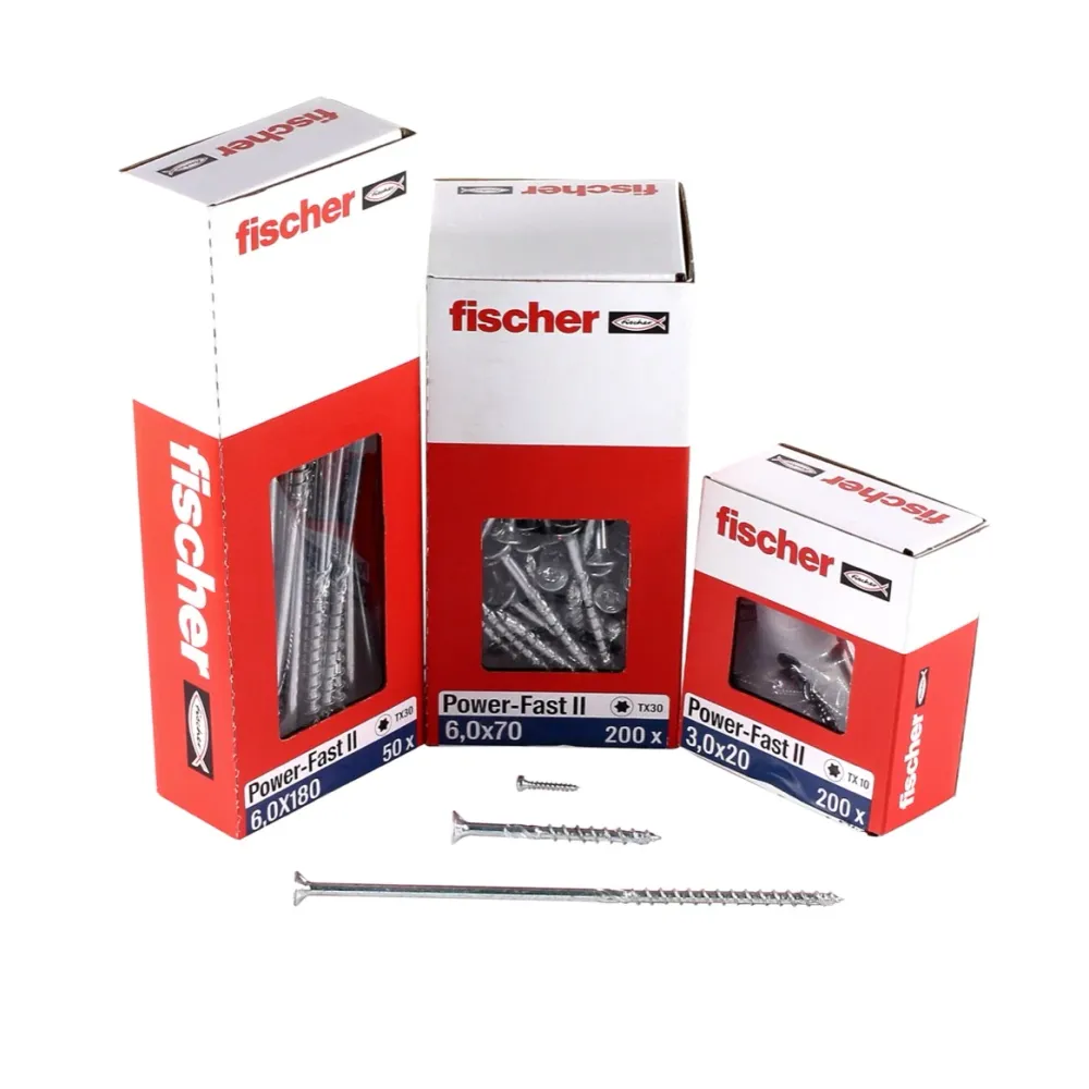 Fischer Power-Fast II FPF II tornillos para aglomerado 6,0x180 mm 100 piezas (670465) cabeza avellanada con rosca parcial...