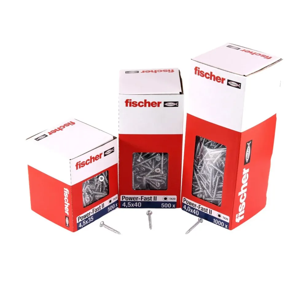 Fischer Power-Fast II FPF II tornillos para aglomerado 4,0x25 mm 200 piezas (670152) cabeza avellanada con rosca completa...