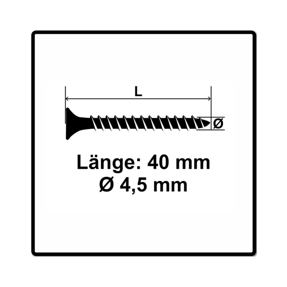 Fischer Power-Fast II FPF II tornillos para aglomerado 4,5x40 mm 200 piezas (670260) cabeza avellanada con rosca completa...