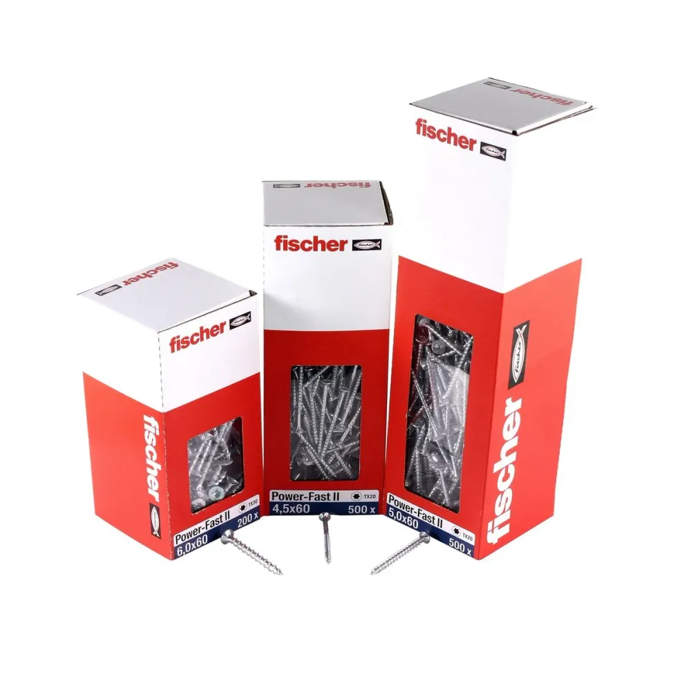 Fischer Power-Fast II FPF II tornillos para aglomerado 4,5x50mm 200 piezas (670272) cabeza avellanada con rosca parcial To...