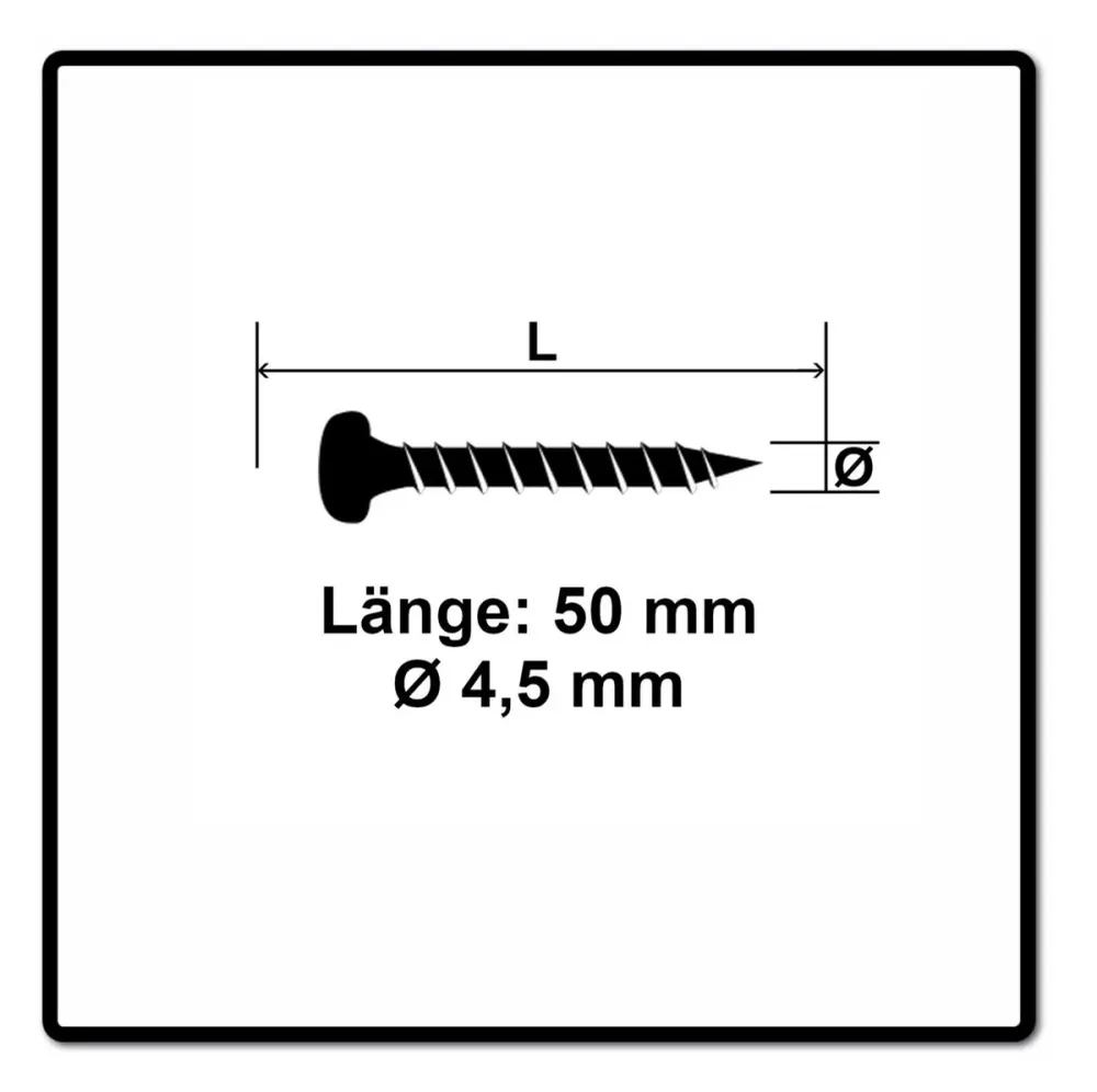 Fischer Power-Fast II FPF II tornillos para aglomerado 4,5x50 mm 300 piezas (670333) Cabeza plana con rosca completa Torx...