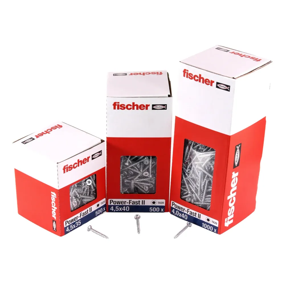 Fischer Power-Fast II FPF II tornillos para aglomerado 4,5x35 mm 200 piezas (670258) cabeza avellanada con rosca completa...