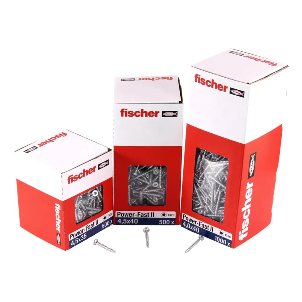Fischer Power-Fast II FPF II tornillos para aglomerado 5,0x25 mm 500 piezas (670639) cabeza avellanada con rosca completa...