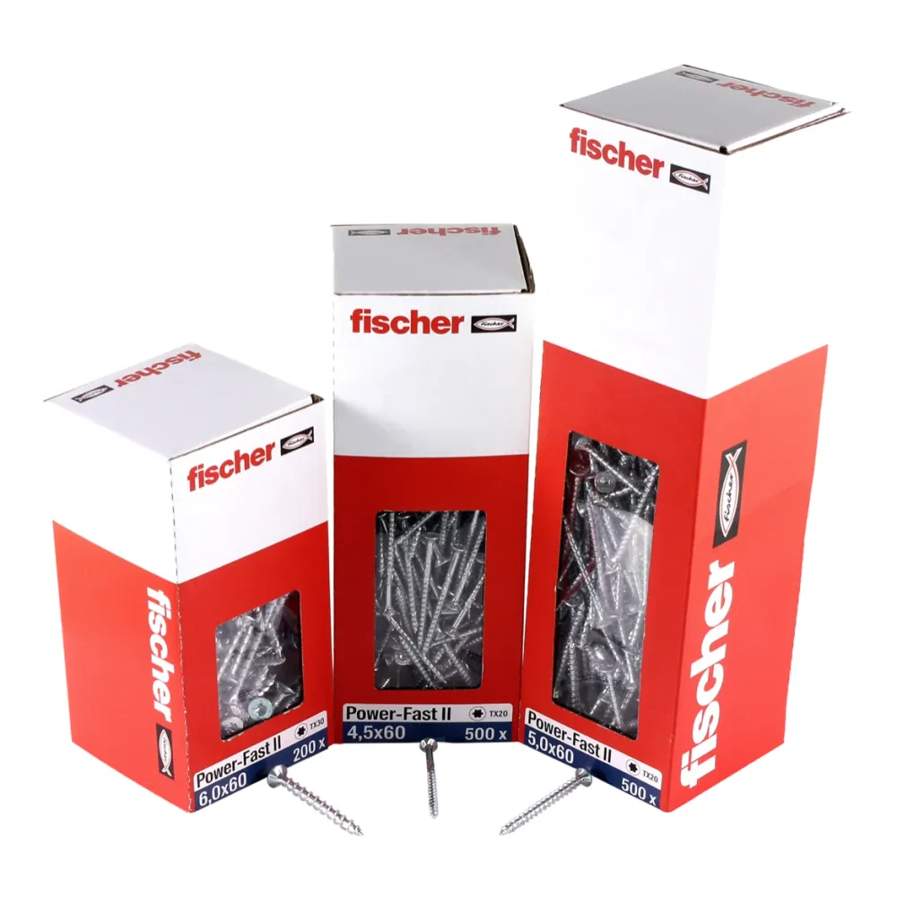 Fischer Power-Fast II FPF II tornillos para aglomerado 4,5x40 mm 200 piezas (670268) cabeza avellanada con rosca parcial T...