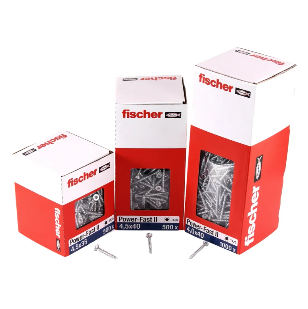 Fischer Power-Fast II FPF II tornillos para aglomerado 5,0x25 mm 200 piezas (670349) cabeza avellanada con rosca completa...