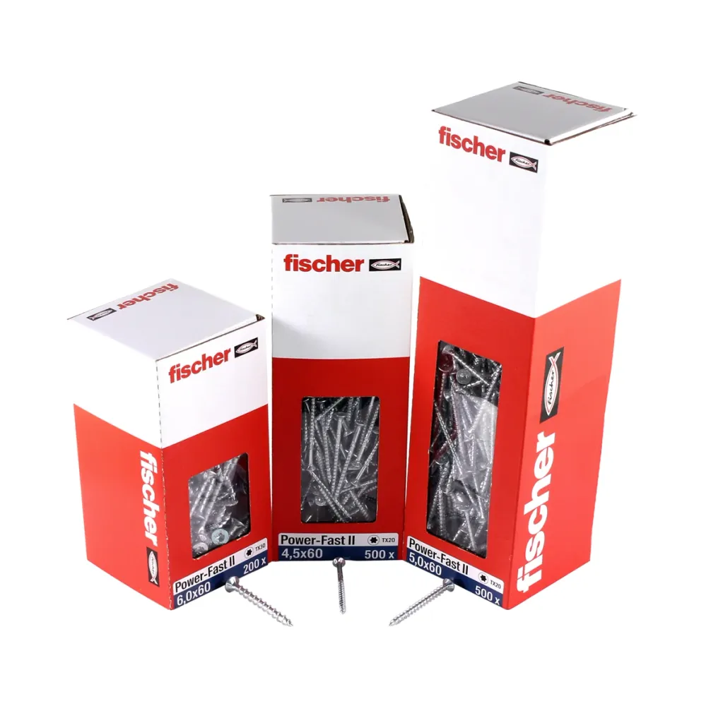 Fischer Power-Fast II FPF II tornillos para aglomerado 4,5x45 mm 200 piezas (670270) cabeza avellanada con rosca parcial T...