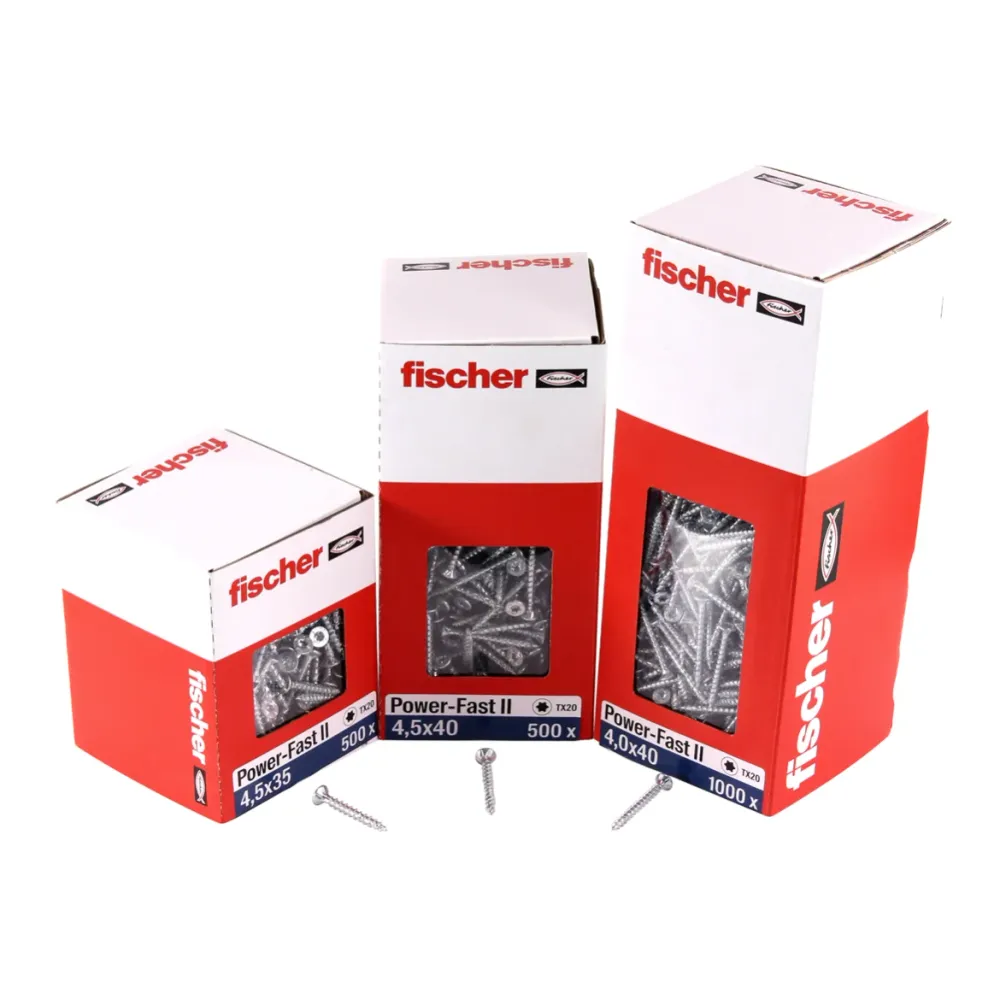 Fischer Power-Fast II FPF II tornillos para aglomerado 5,0x30 mm 500 piezas (670351) cabeza avellanada con rosca completa...