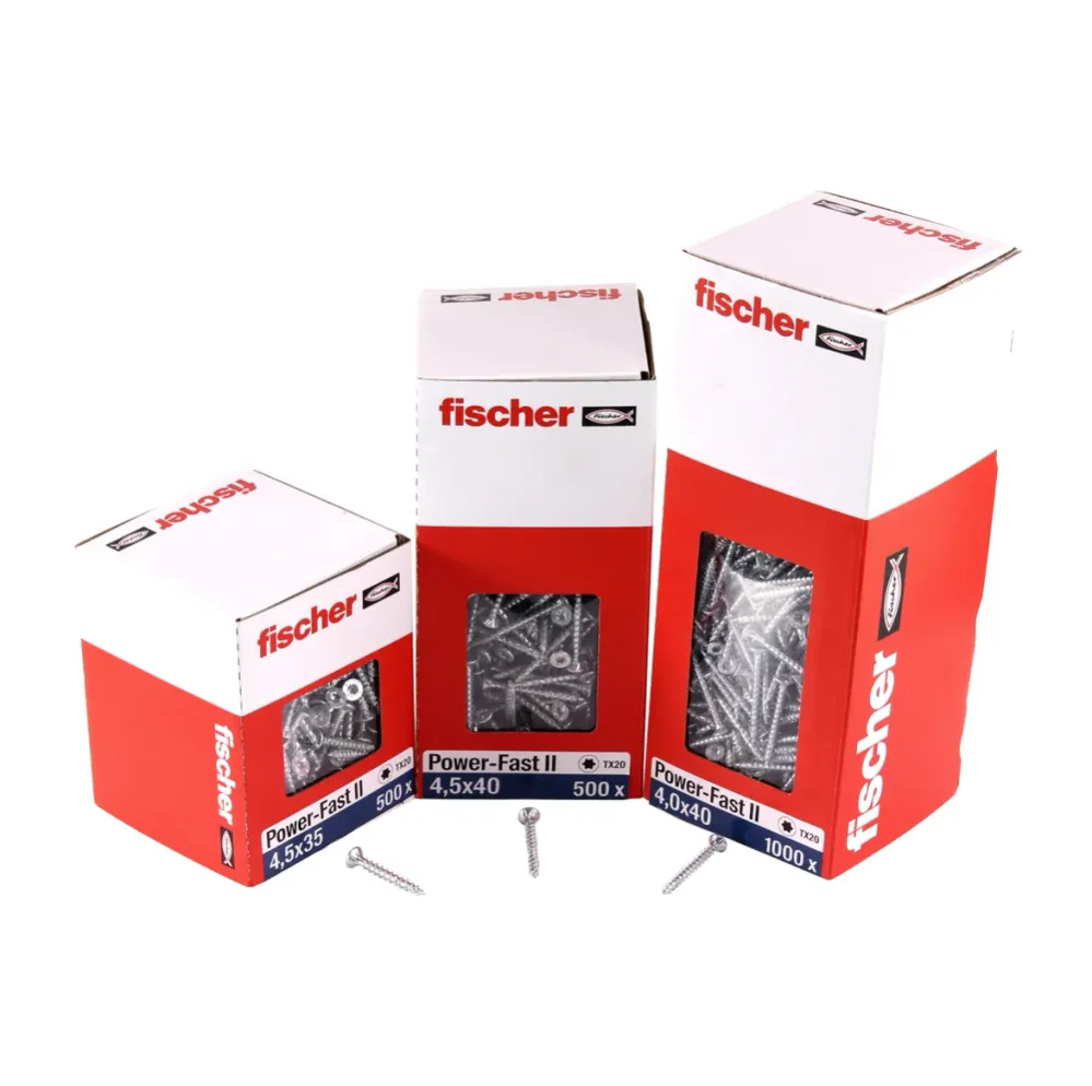 Fischer Power-Fast II FPF II tornillos para aglomerado 5,0x35 mm 500 piezas (670353) cabeza avellanada con rosca completa...