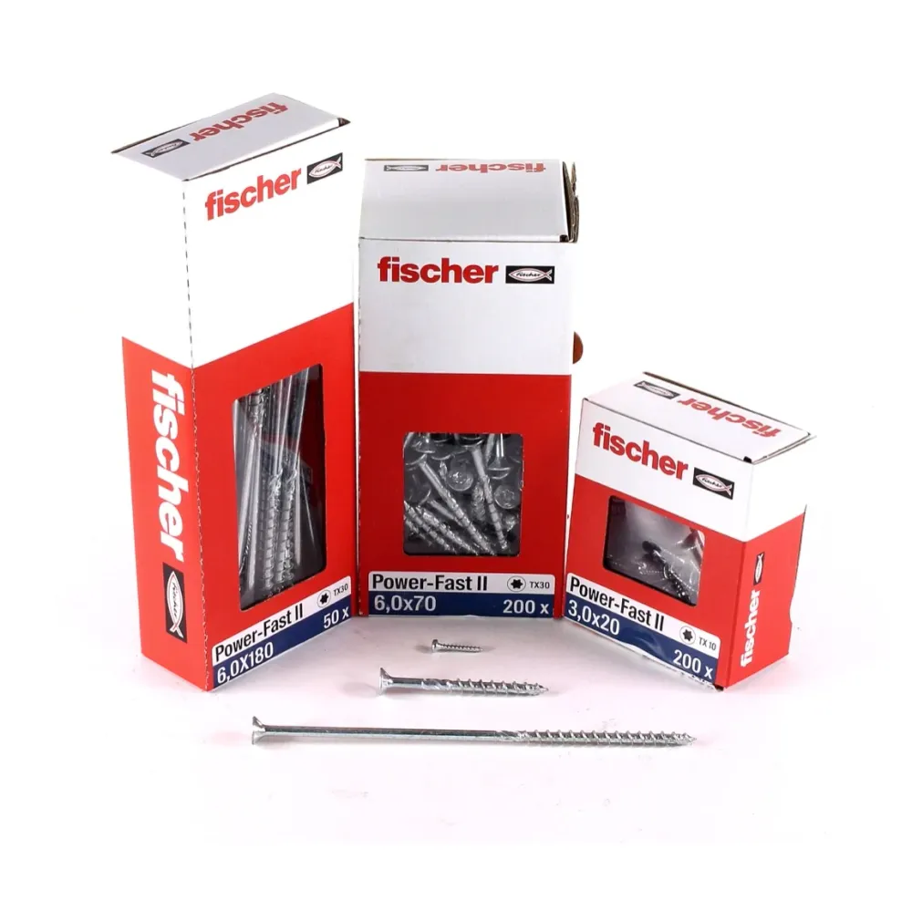 Fischer Power-Fast II FPF II tornillos para aglomerado 6,0x90 mm 200 piezas (670647) cabeza avellanada con rosca parcial T...