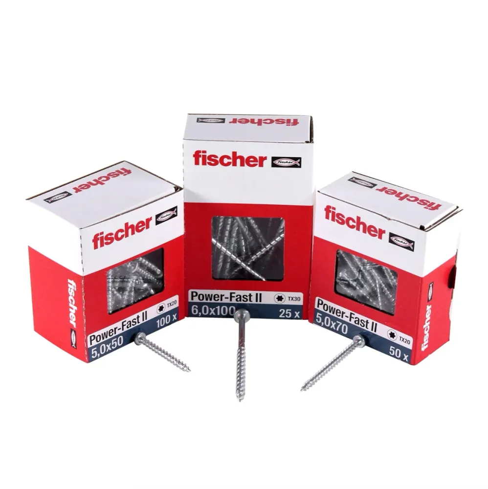 Fischer Power-Fast II FPF II tornillos para aglomerado 4,0x25 mm 200 piezas (670236) Cabeza redonda con rosca completa Tor...