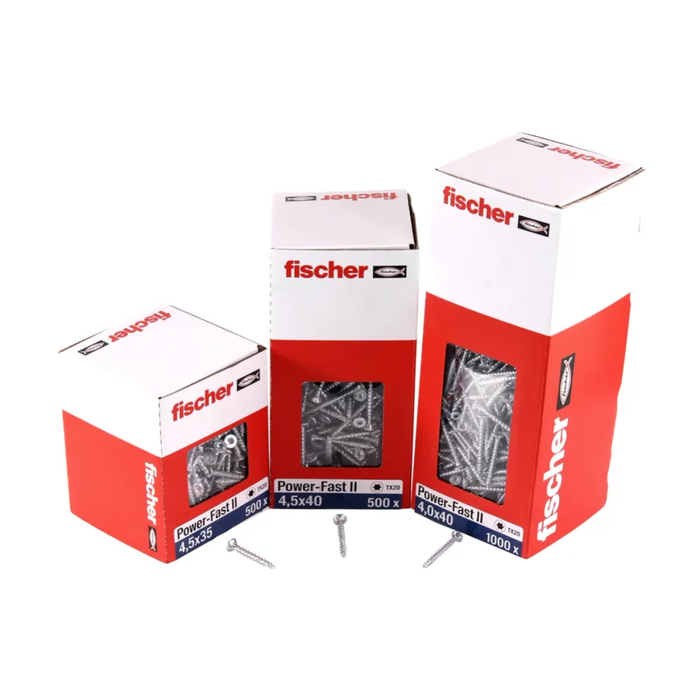 Fischer Power-Fast II FPF II tornillos para aglomerado 4,0x40 mm 200 piezas (670159) cabeza avellanada con rosca completa...