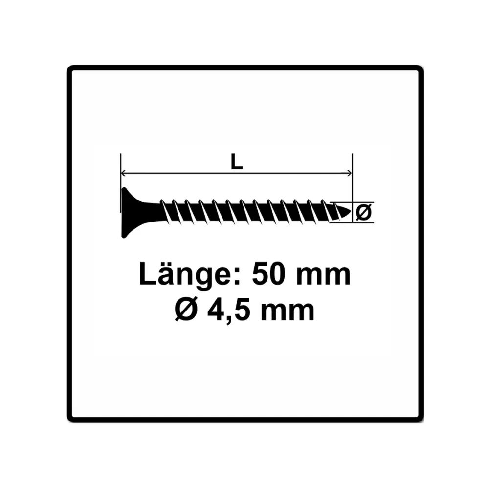 Fischer Power-Fast II FPF II tornillos para aglomerado 4,5x50 mm 200 piezas (670264) cabeza avellanada con rosca completa...