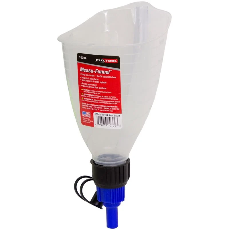 Embudo medidor de plástico transparente/blanco FloTool de 12 pulgadas de alto - Oferta de la semana