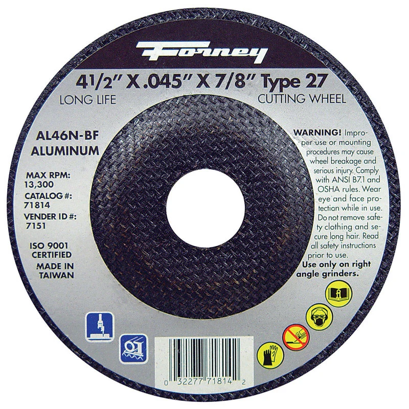 Disco de corte Forney de óxido de aluminio de 4-1/2 pulg. de diámetro x 7/8 pulg. (1 pieza) - Oferta de la semana