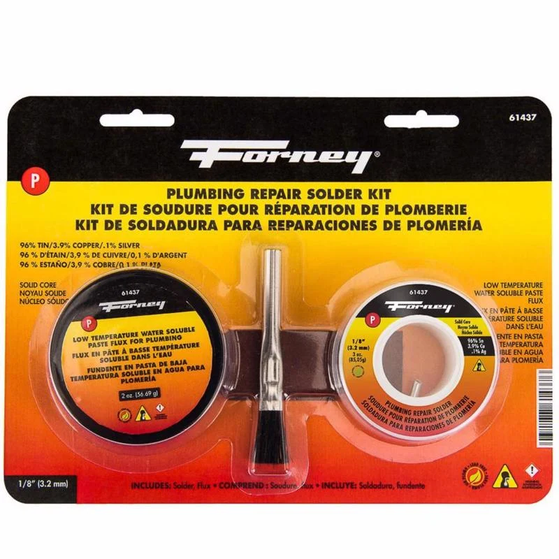 Kit de soldadura de plomerí sin plomo Forney de 3 oz, 0,13 pulg. de diámetro, estaño/cobre/plata 96/3,9/0,1, 3 piezas - Of...