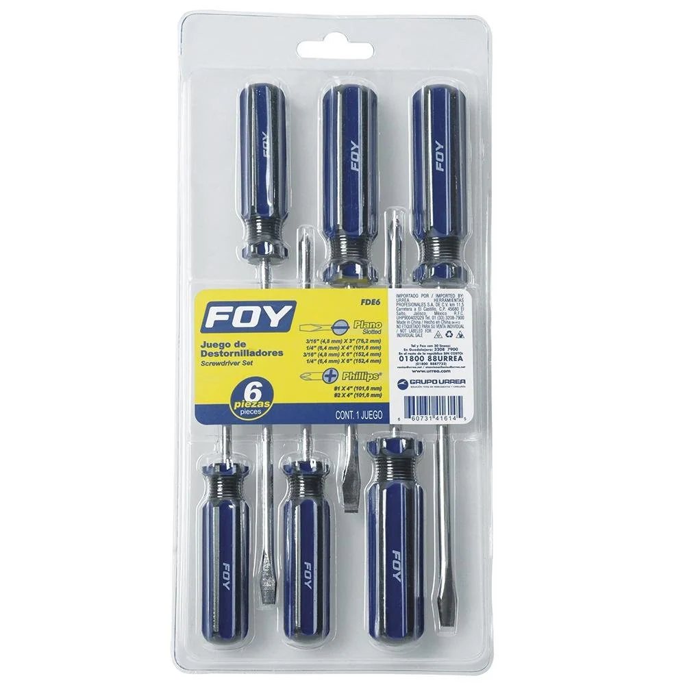 Juego De 6 Destornilladores Mango PVC Combinado, Foy