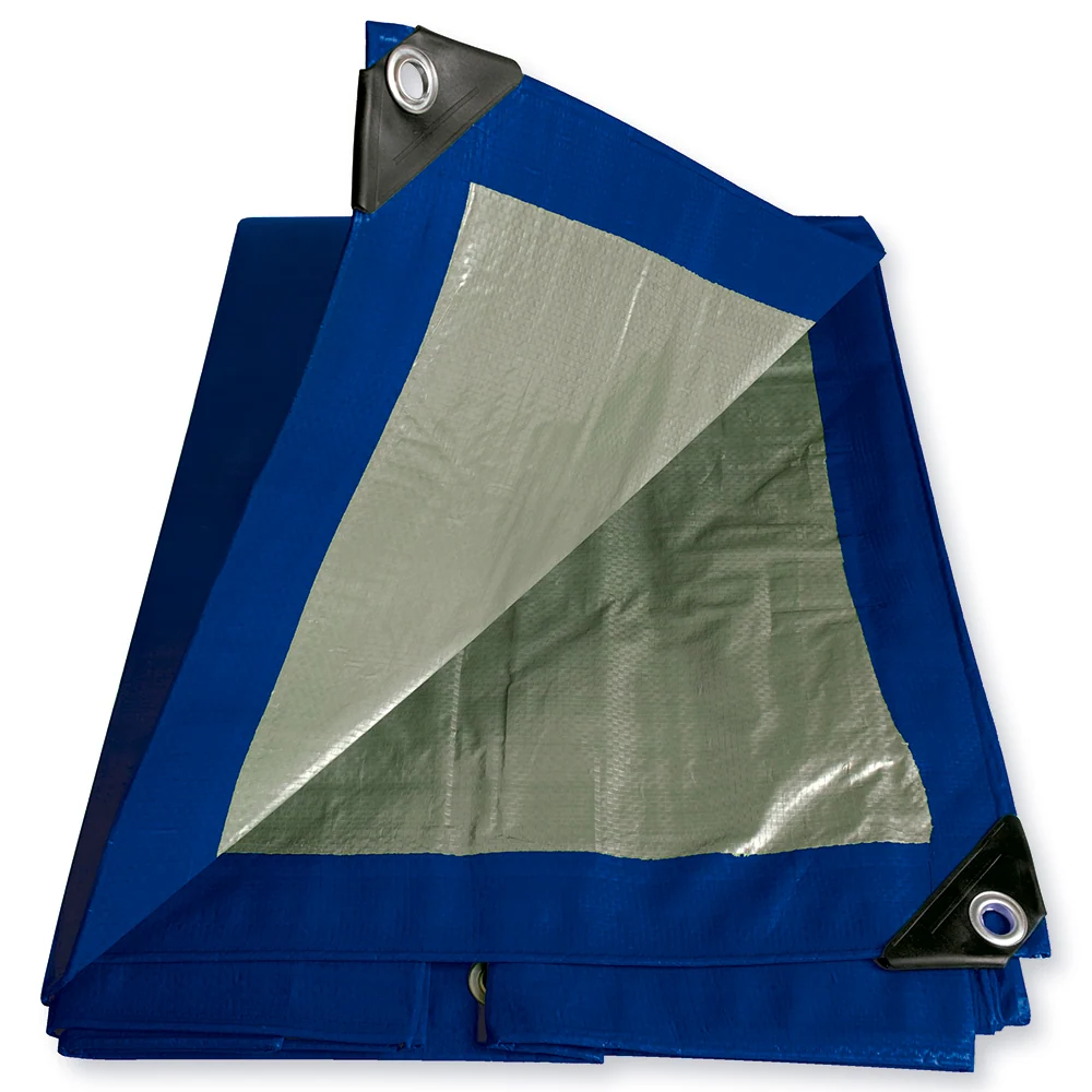 Lona de polietileno color azul con fondo plata, 2.43 x 3.04 m Foy
