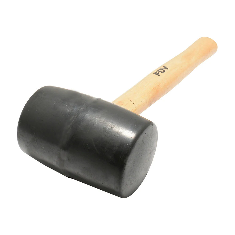 Mazo con cabeza de hule negro con mango de madera de 11", 16 oz Foy