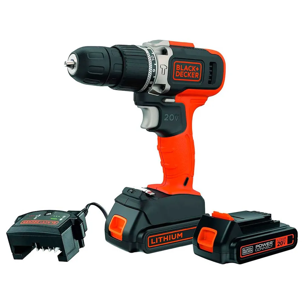 BARRENO/TALADRO PERCUTOR INALAMBRICO 20 VOLT, MANDRIL 3/8, 1 BATERIA, CARGADOR. MARCA BLACK AND DECKER Global Tools Gt