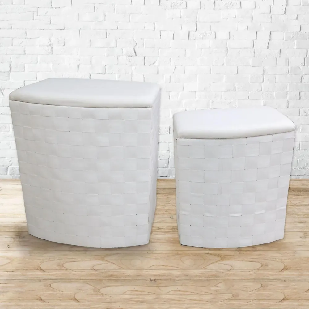 Juego de 2 cestos de mimbre blancos Good and Good