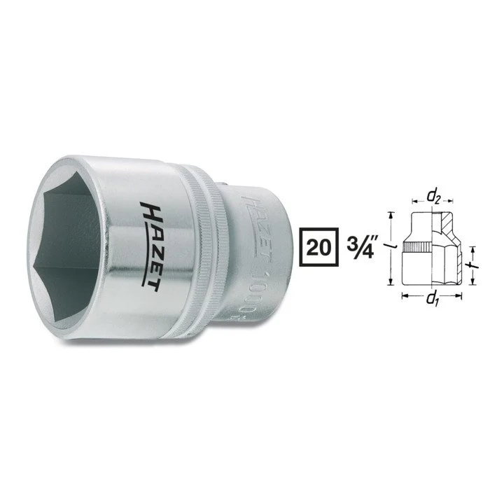 Inserto de llave de vaso HAZET 1000 3/4″ 6 puntos (8000466297)