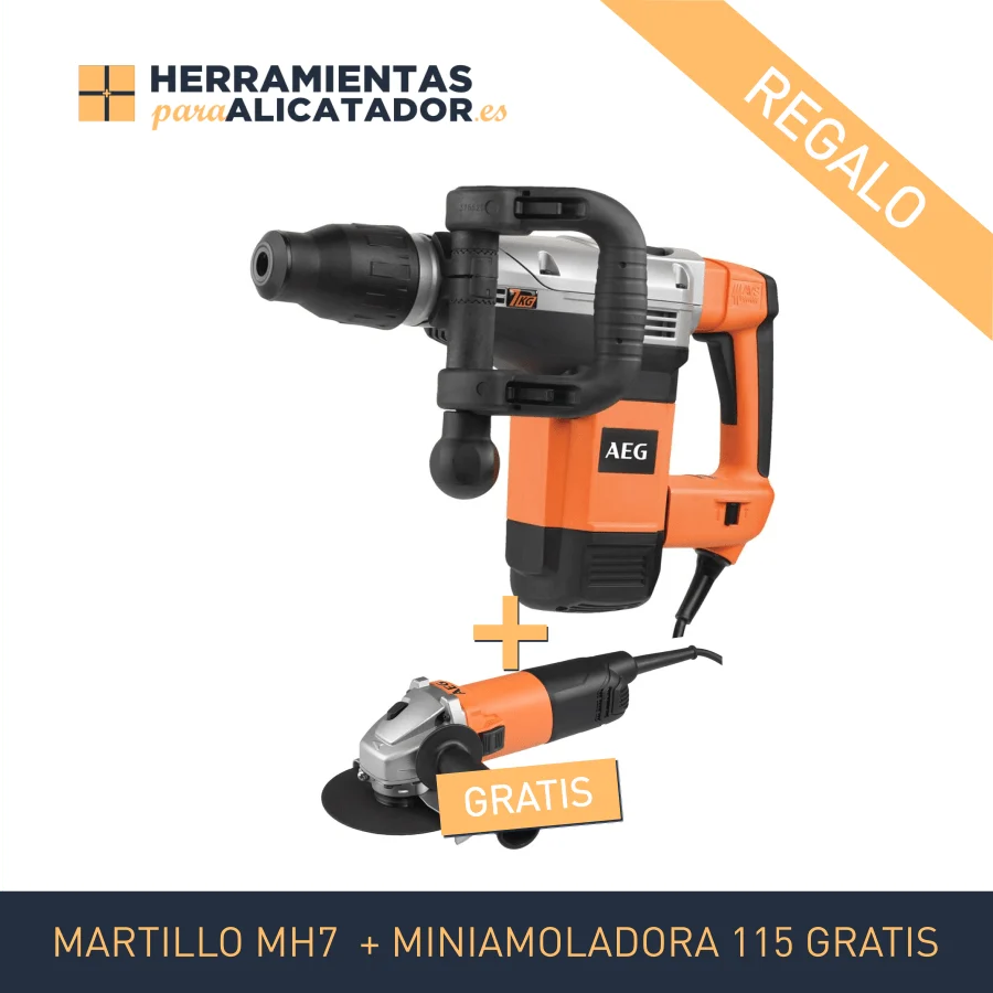 Martillo SDS-Max Demoledor MH 7 E AEG con Amoladora WS 115 de regalo Herramientas para alicatador
