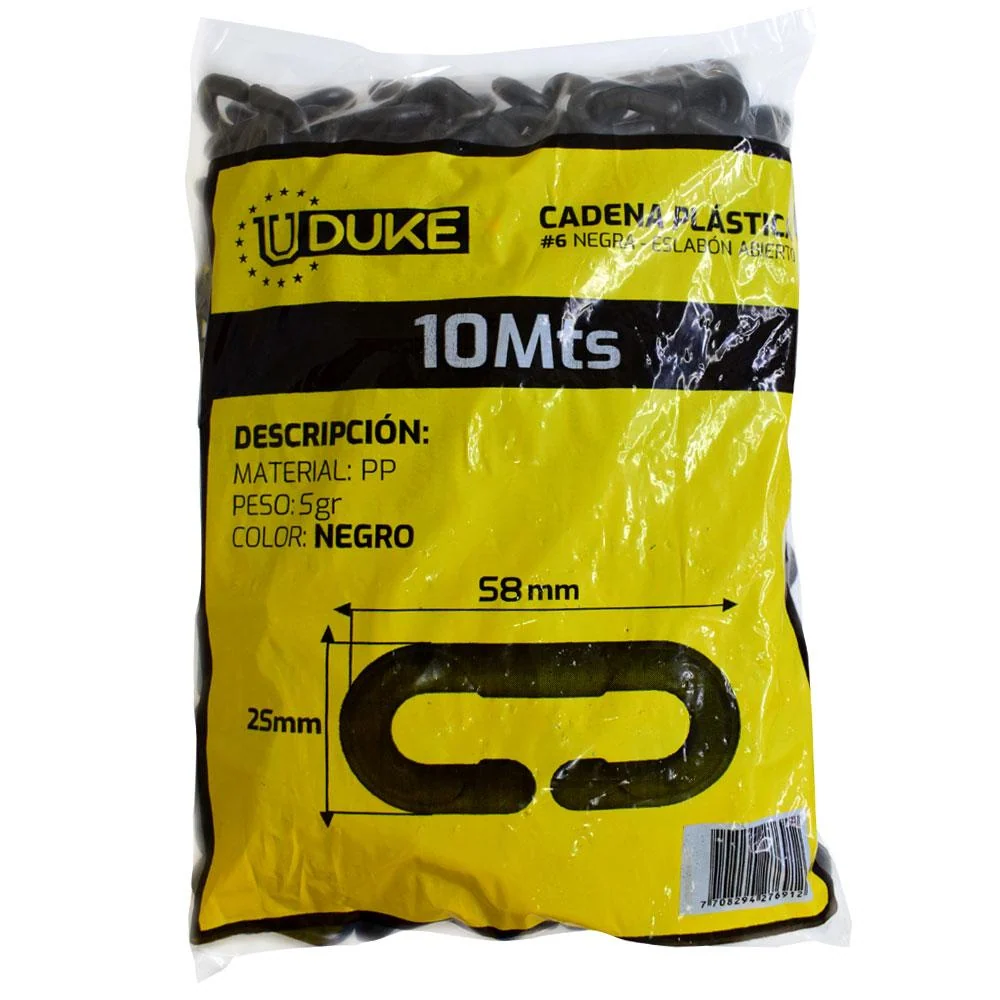 Cadena Plastica 6 Negra Eslabon Abierto X 10 Mts Uduke Hoyostools