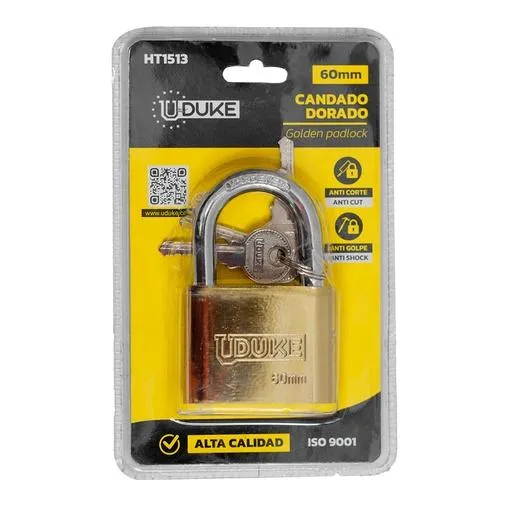 Candado 60Mm Dorado Pulido En Blister Uduke Ht1513 Hoyostools