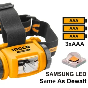 Linterna LED Industrial Para la Cabeza con 3 Pilas AAA INGCO HHL013AAA2