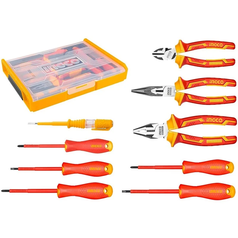 Set Alicates + Atornilladores Aislado 1000v 9 piezas Ingco Hktv01h091