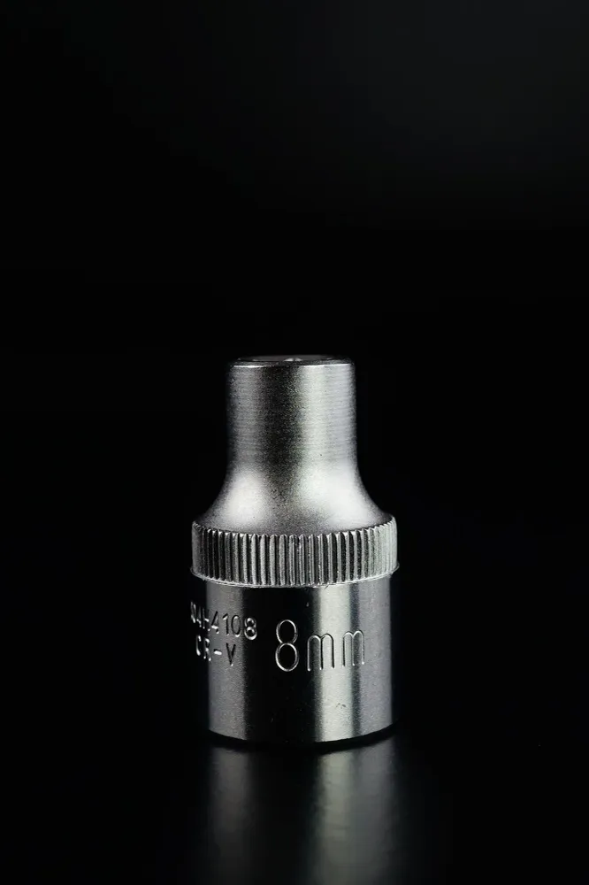 CUBO CORTO CROMO-VANADIO ESPIGA 1/2" 6 PUNTOS - 8 MM X 38 MM - 8 MM X 38 MM JONNESWAY