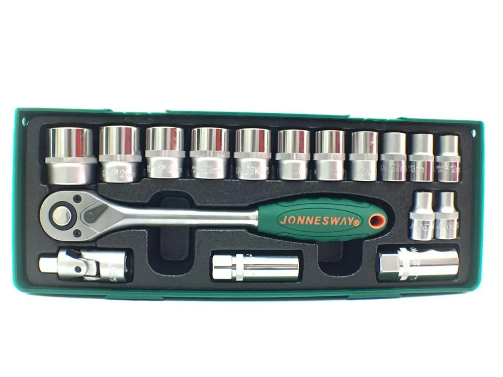 JUEGO DE CUBOS CROMO-VANADIO ESPIGA 1/2" 8-32 MM 17 PIEZAS JONNESWAY