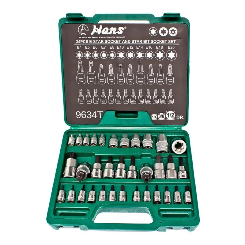 Caja De Dados Punta Torx 1/2 Dr 34 Piezas Hans 9634t Jupix Chile