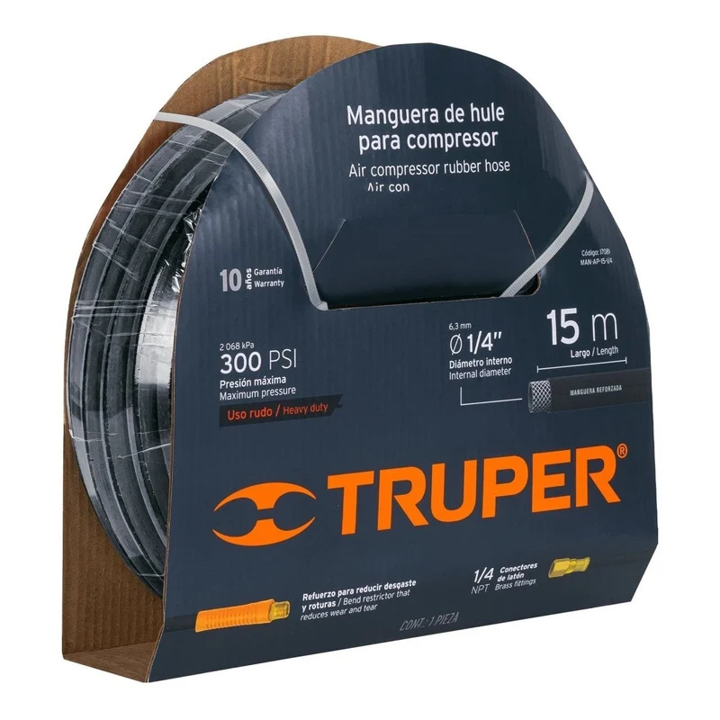 Manguera De Hule Para Compresor 15 Mts Truper Man-ap-15-1/4 Jupix Chile