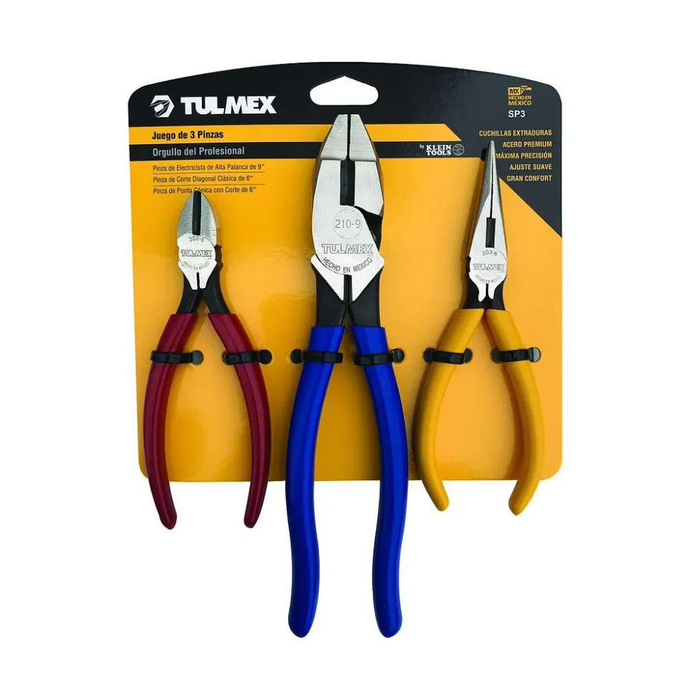 Juego de 3 pinzas Tulmex para electricista Klein Tools