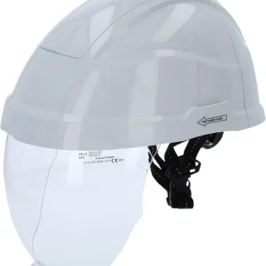 KS TOOLS Casco protector de trabajo con máscara facial, blanco ( 117.0118 )