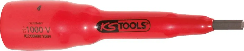 KS TOOLS Llave de vaso con punta de 1/2' y aislamiento protector para tornillos con encastre hexagonal, 10 mm, largo 118 m...