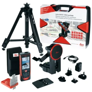 Leica Geosystems 887900 - Medidor láser S910 touch + Trípode + Adaptador para trípode + Tablilla de punterí + Cargador USB